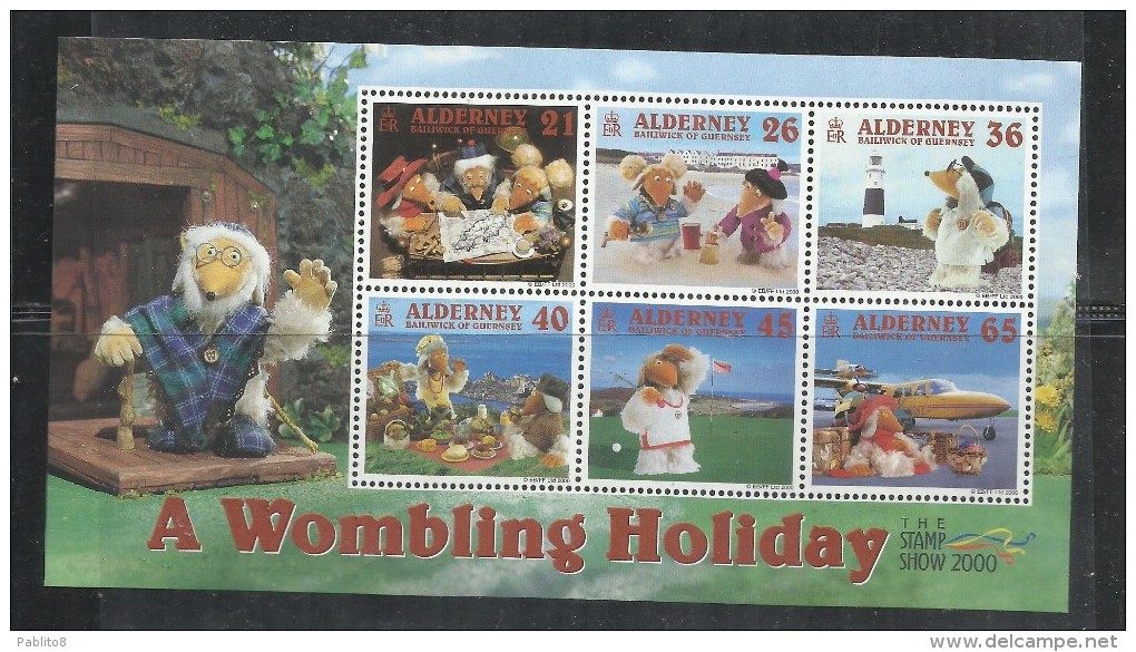 ALDERNEY 2000 THE WOMBLES ON VACATION IN VACANZA BLOCK SHEET BLOCCO FOGLIETTO MNH - Alderney