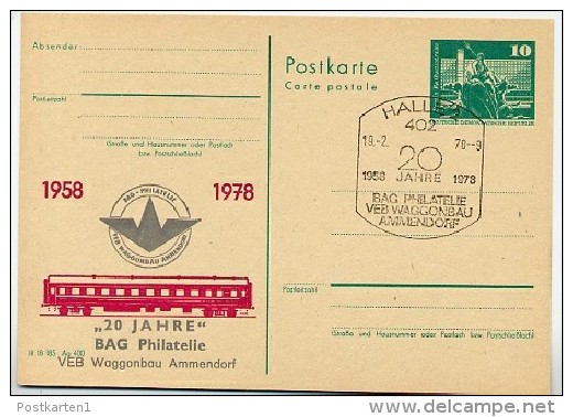 DDR P79-3-78 C53 Postkarte PRIVATER ZUDRUCK Waggonbau Ammendorf Sost. 1978 - Private Postcards - Used