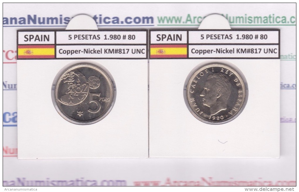 SPANIEN /JUAN CARLOS I    5  PESETAS  1.980 #80   Cu-Ni   KM#817  SC/UNC   T-DL-9393 - 5 Pesetas