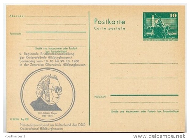 DDR P79-24-80 C122 Postkarte PRIVATER ZUDRUCK Joseph Meyer Hildburghausen 1980 - Cartoline Private - Nuovi