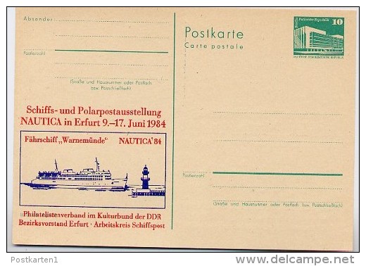DDR P84-23-84 C76 Postkarte Zudruck NAUTICA FÄHRSCHIFF ERFURT 1984 - Privatpostkarten - Ungebraucht