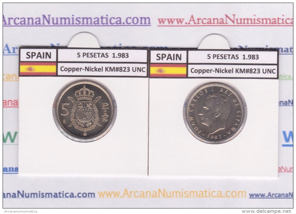 SPAIN /JUAN CARLOS I    5  PESETAS  1.983   Cu-Ni   KM#823   SC/UNC   T-DL-9397 - 5 Pesetas