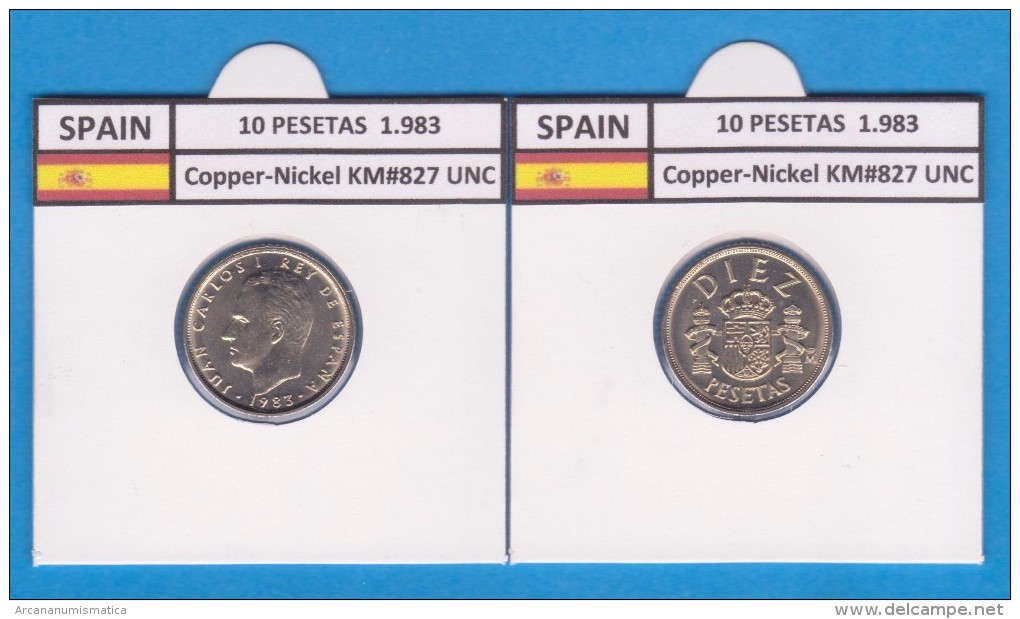 SPAIN /JUAN CARLOS I    10  PESETAS  Cu Ni  1.983  KM#827   SC/UNC  T-DL-9411 - 10 Pesetas