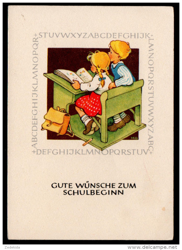 5456 - Alte Glückwunschkarte - Schulanfang Schulbeginn Marianne Drechsel - DDR 1955 - Reichenbach - Einschulung