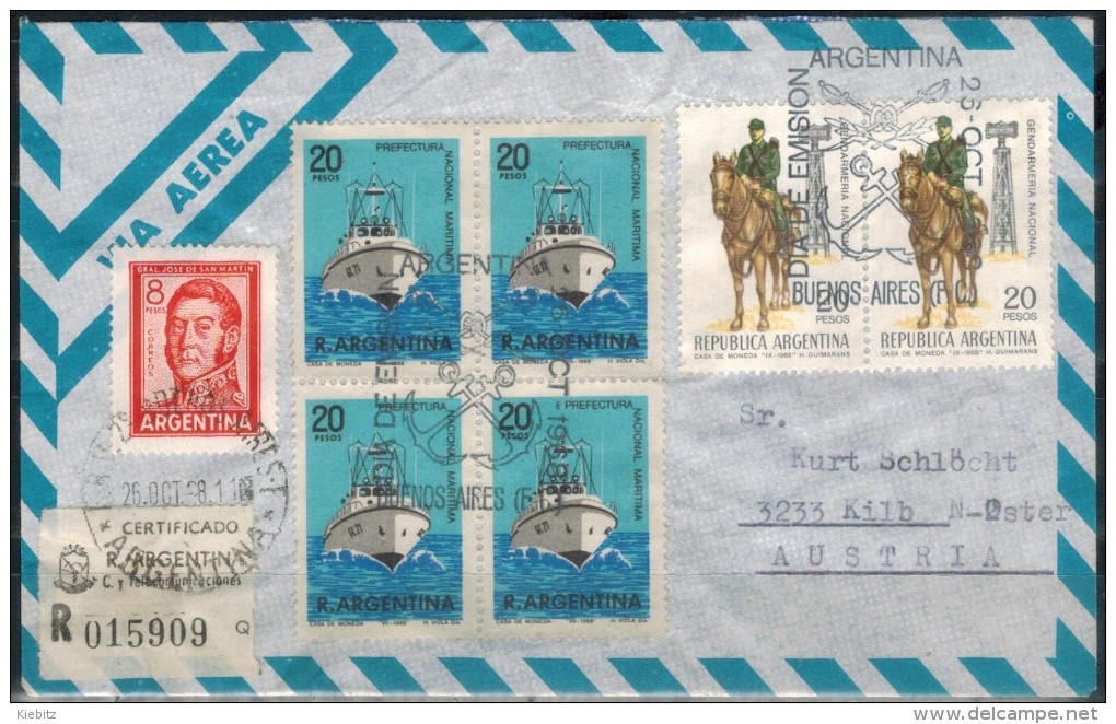 ARGENTINIEN 1967 - Luftpost  Rekobrief Mit MiNr: 867+1006 Paar+1007 4er SStmp. - Briefe U. Dokumente