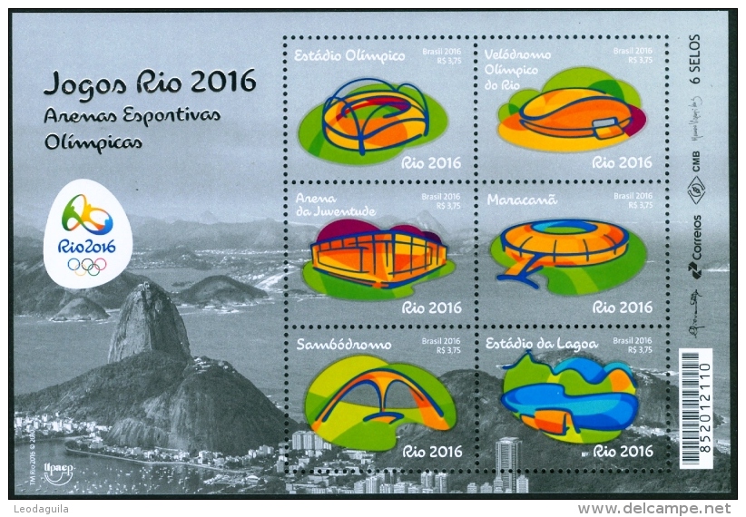 BRAZIL 2016  -  Rio 2016  - Olympics Arenas -  Minisheet  6 V   - Mnh - Unused Stamps
