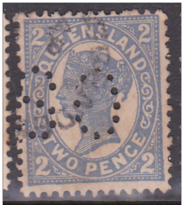 1897-1911 Australian States. QLD. 2d. Blue. Queen Victoria. Perf. Backwards SO. FU. - Used Stamps