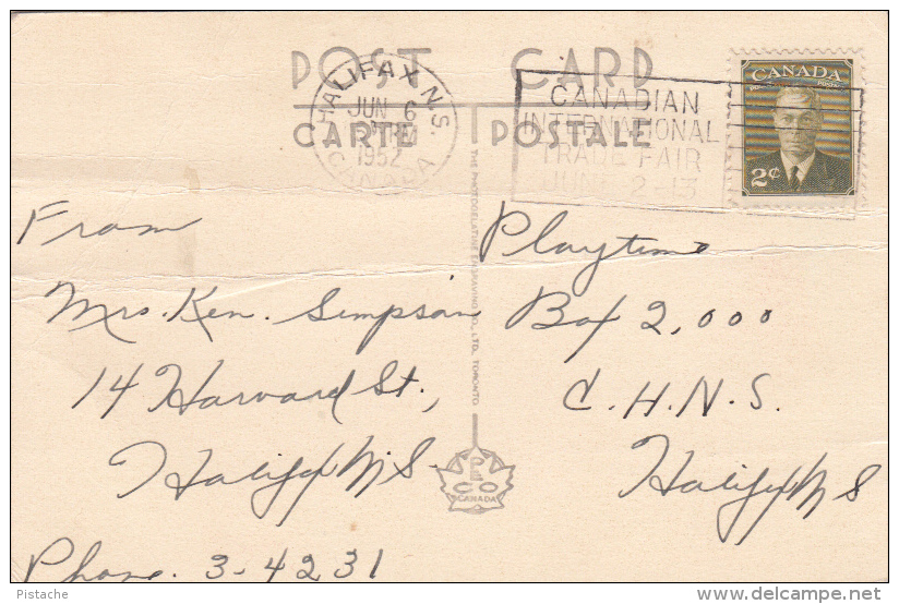 Halifax Nova Scotia Canada - Victoria General Hospital - Cars - Written - Stamp & Postmark 1952 - 2 Scans - Halifax