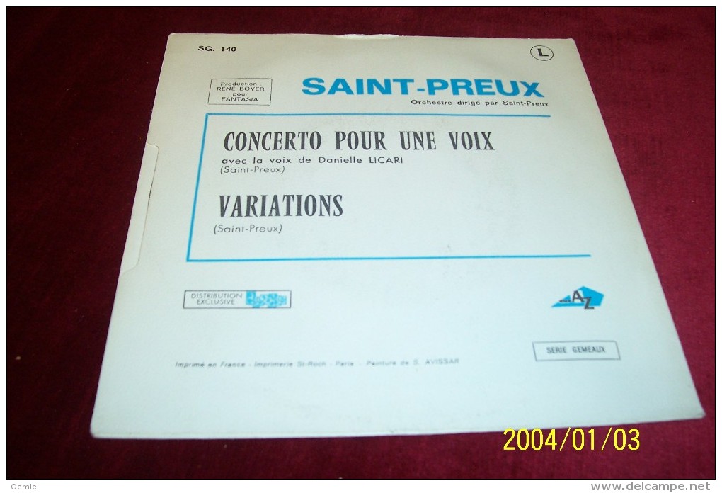 SAINT  PREUX  ° CONCERTO POUR UNE VOIX - Complete Collections