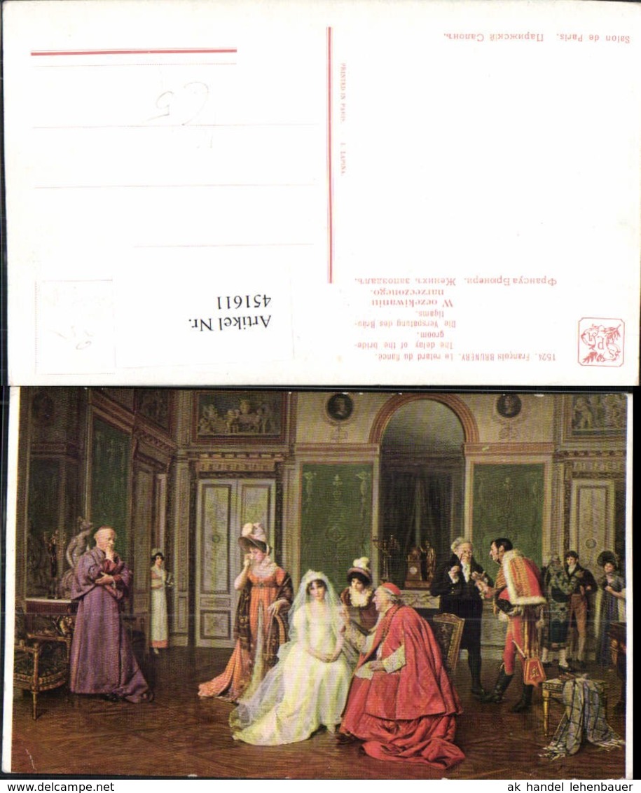 451611,K&uuml;nstler AK Francois Brunery Versp&auml;tung Des Br&auml;utigams Braut Hochzeit - Hochzeiten