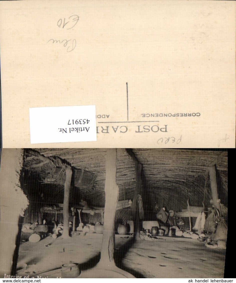 453917,Peru Interior Of A Native Hut H&uuml;tte Innenansicht - Peru