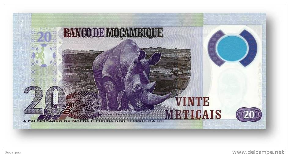 MOZAMBIQUE - 20 METICAIS - 16.06.2011 - P 149 - Polymer - SAMORA MOISÉS MACHEL / RHINO - Mozambico