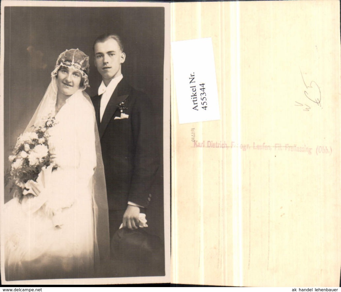 455344,Foto AK Hochzeit Hochzeitsfoto Brautpaar Schleier Pub Karl Dietrich Laufen - Hochzeiten