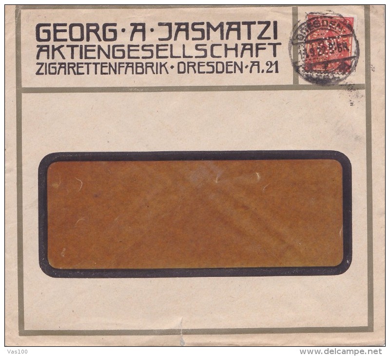 GEORG A. JASMATZI, PATENT ,PERFIN,PERFORES,ZIGATETTE FABRIK RARE PATENT! 1922, GERMANY - Perfins