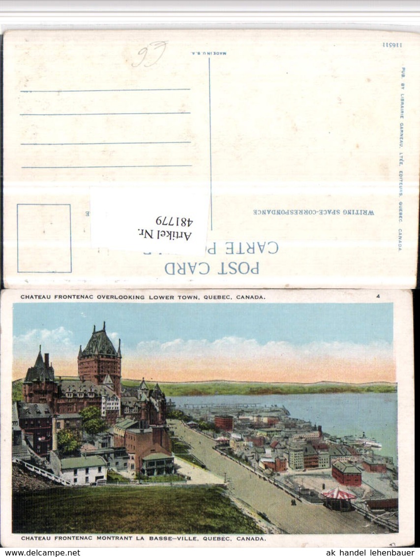 481779,Quebec Chateau Frontenac Overlooking Lower Town Schloss - Sonstige & Ohne Zuordnung