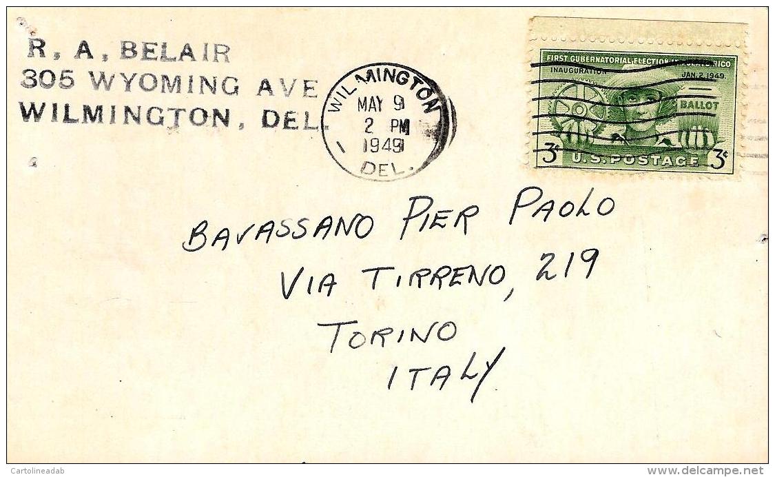 [DC3122] CPA - U.S.A. -  DELAWARE - WILMINGTON 278 W3IYE - Viaggiata 1949 - Old Postcard - Altri & Non Classificati