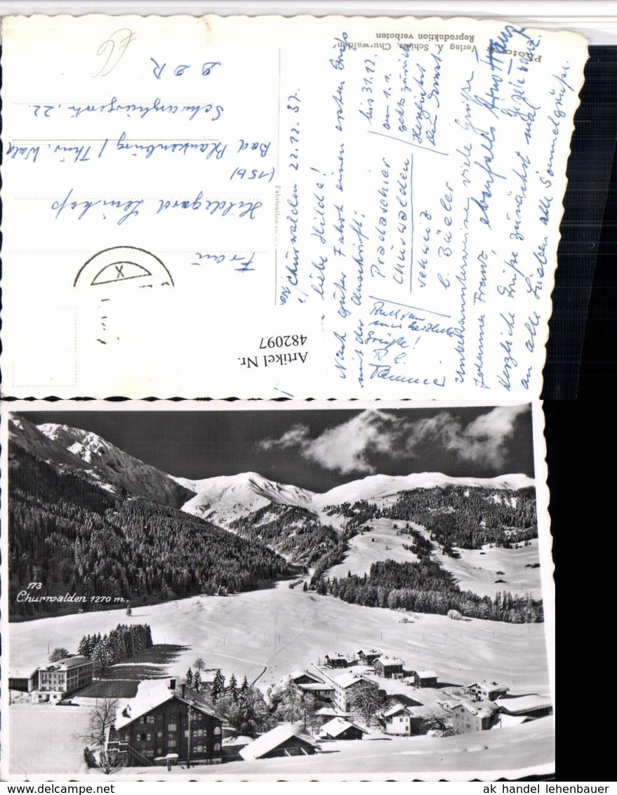 482097,Churwalden Teilansicht Bergkulisse Winterbild Kt Graub&uuml;nden - Churwalden