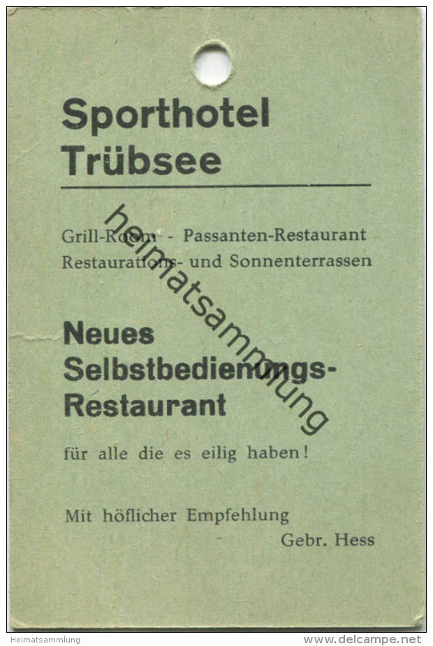 Schweiz - Titlisbahn - Tageskarte 1. Sektion Trübsee-Stand 1965 - Rückseitig Werbung Für Sporthotel Trübsee - Europa