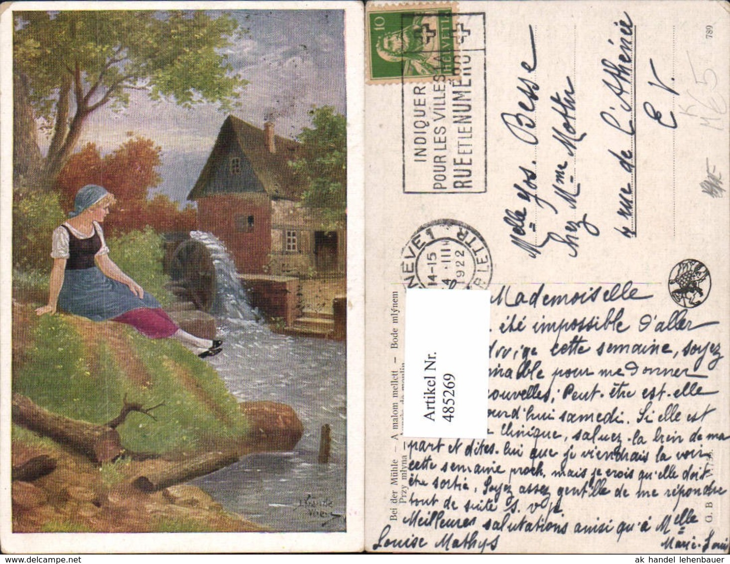 485269,K&uuml;nstler Ak Bei D. M&uuml;hle Frau Wasserm&uuml;hle - Wassermühlen