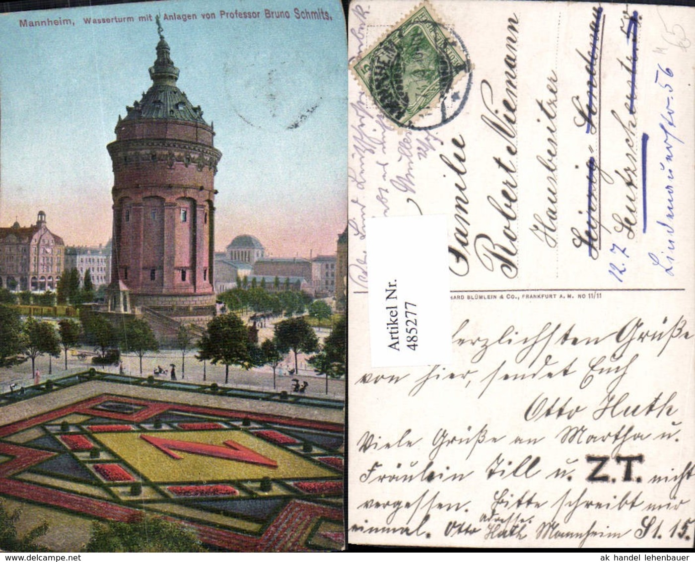 485277,Mannheim Wasserturm M. Anlagen V. Prof. Bruno Schmits - Invasi D'acqua & Impianti Eolici