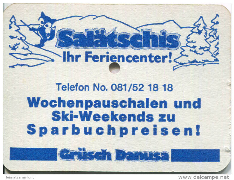 Grüsch Danusa - Tageskarte 1983 - Rückseitig Werbung Für Feriencenter Salätschis - Europe