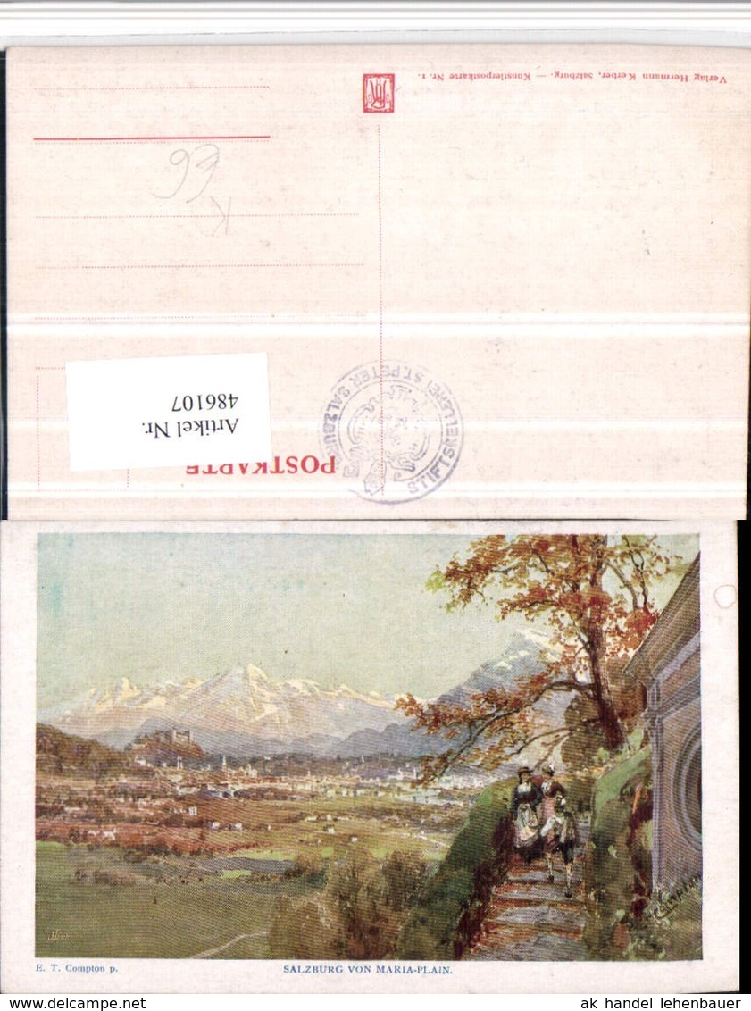 486107,K&uuml;nstler AK E. T. Compton Salzburg Von Maria-Plain Wegpartie Bergkulisse - Compton, E.T.