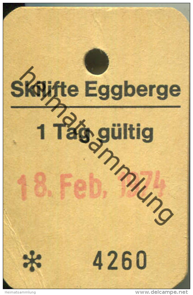 Skilifte Eggberge - Tageskarte 1974 - Europa