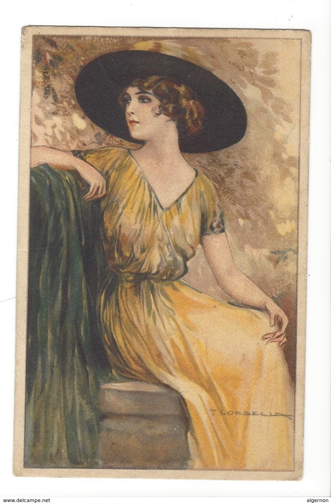 15076 - Corbella   Elégante Femme Assise Avec Chapeau   282-2 - Corbella, T.