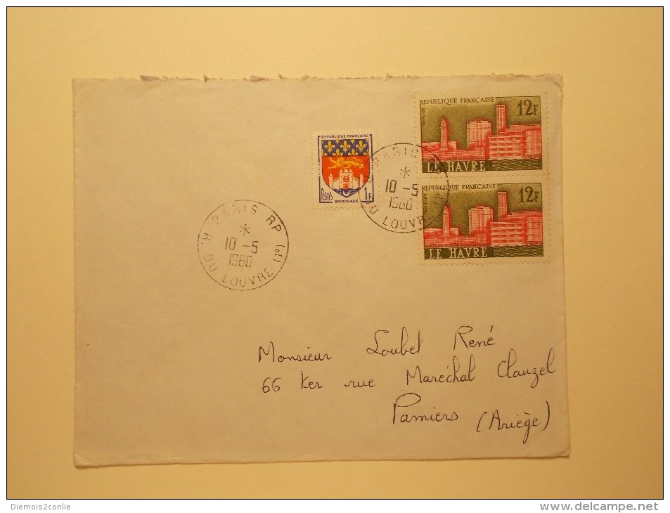 Marcophilie  Cachet Lettre Obliteration Timbre  - PARIS RP - 1960 (726) - Andere & Zonder Classificatie