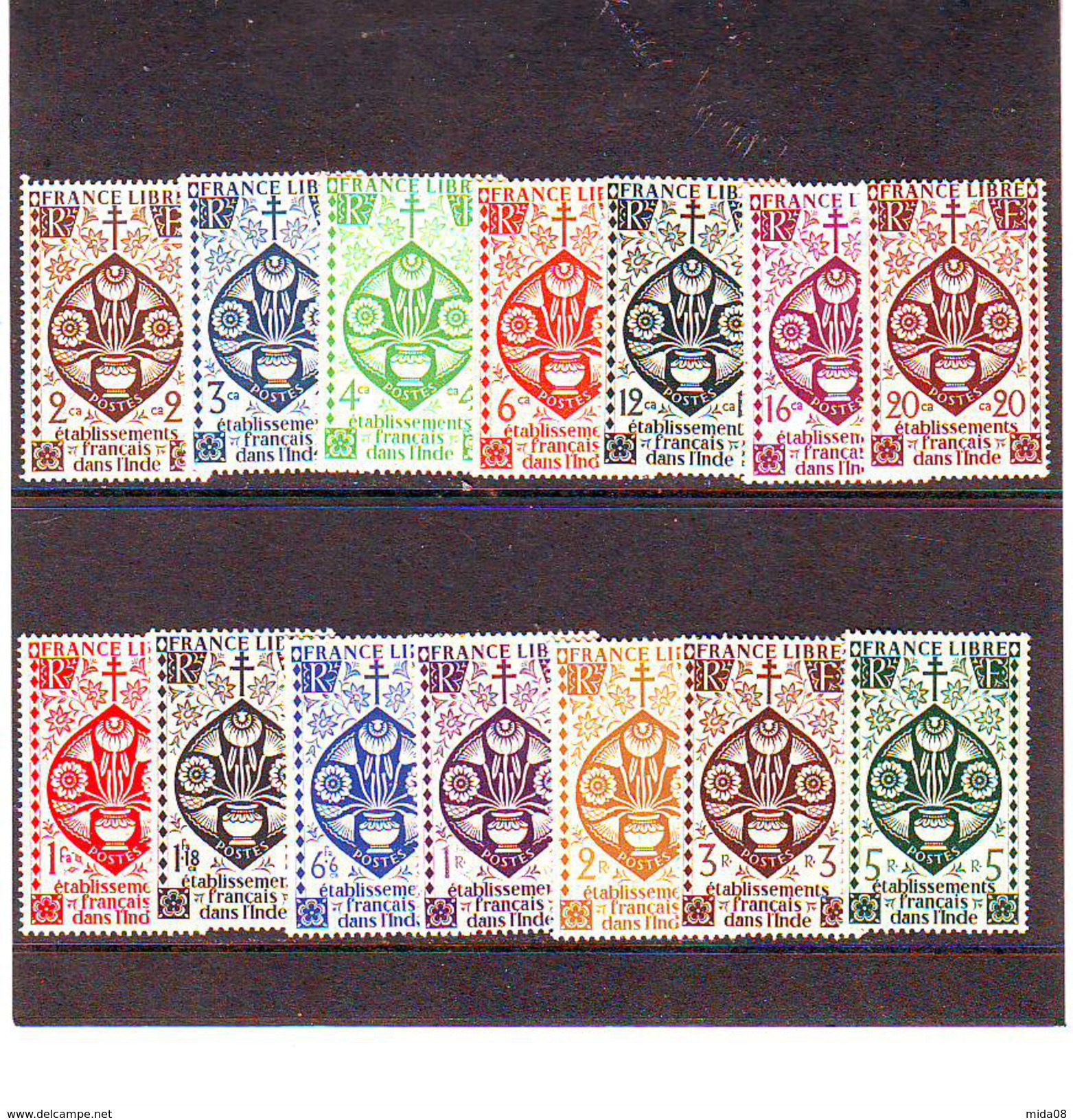 TIMBRE NEUF SANS CHARNIERES . LUXE** . MNH . ETABLISSEMENT FRANCAIS DE L' INDE . SERIE DE LONDRES N: 217 à 230 - Unused Stamps