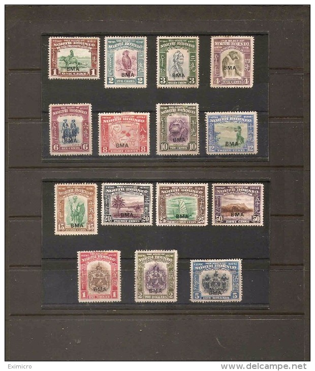 NORTH BORNEO 1945 BMA SET SG 320/334 MOUNTED MINT Cat £250 - North Borneo (...-1963)