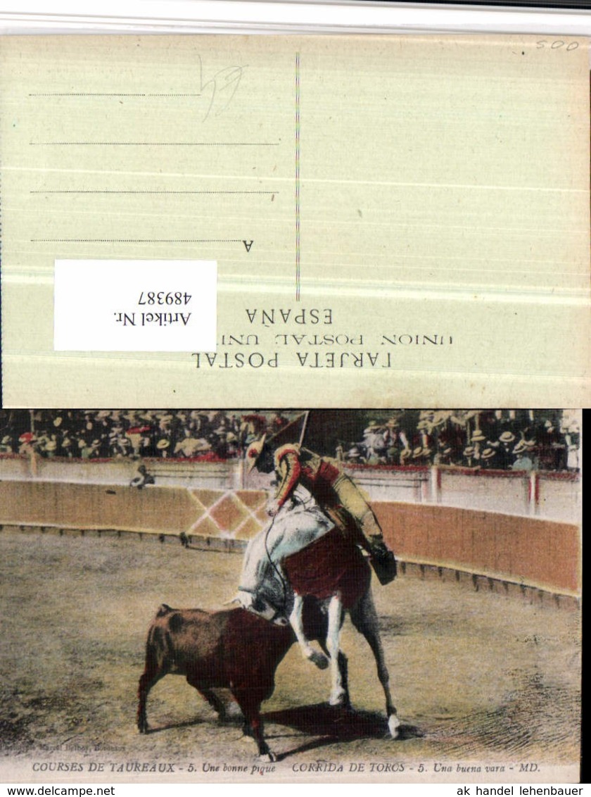 489387,Corrida De Toros Una Buena Vara Stierkampf Stier Pferd - Corrida