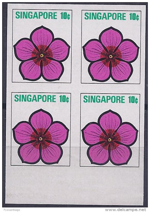 SINGAPUR1973 - Yvert #190 - MNH ** - Pruebas En Bloque De 4 - !Raros! - Singapur (1959-...)