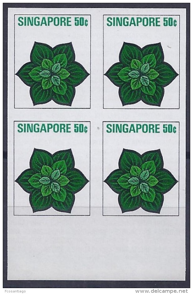 SINGAPUR1973 - Yvert #195 - MNH ** - Pruebas En Bloque De 4 - !Raros! - Singapur (1959-...)