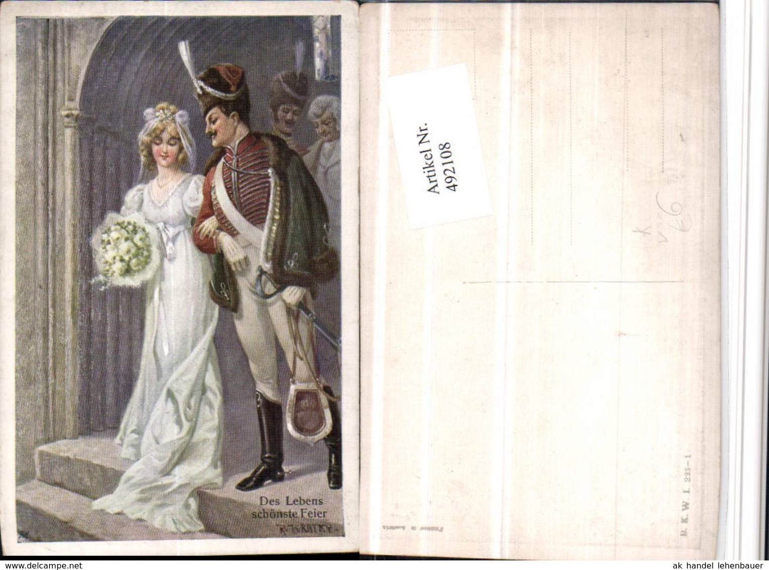 492108,K&uuml;nstler AK R. Kratky Lebens Sch&ouml;nste Feier Hochzeit Pub B.K.W.I. 223/1 - Hochzeiten