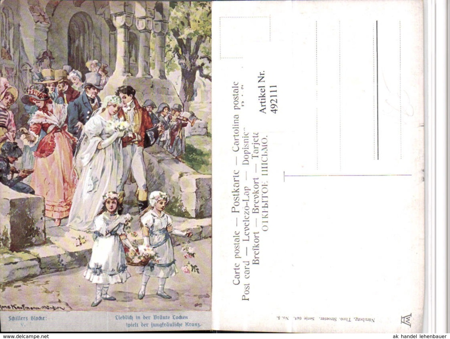 492111,K&uuml;nstler AK H. Kaufmann Schillers Glocke Hochzeit Pub Theo Stroefer 643/5 - Hochzeiten