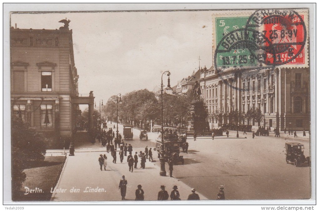 GERMANY POSTCARDS BERLIN UNTER DEN LINDEN 13.7.1925 - Autres & Non Classés