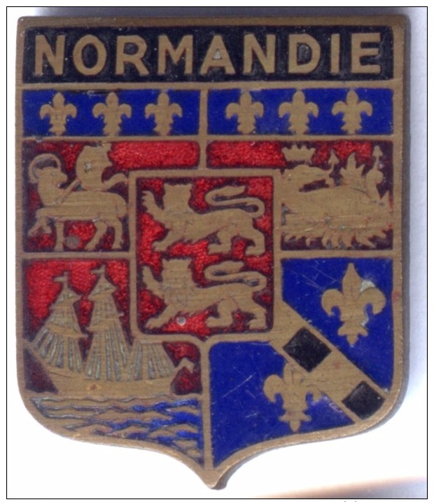 ANCIEN BLASON Emaux Sur Cuivre BLASON NORMANDIE - Année 1950 - Non Classés