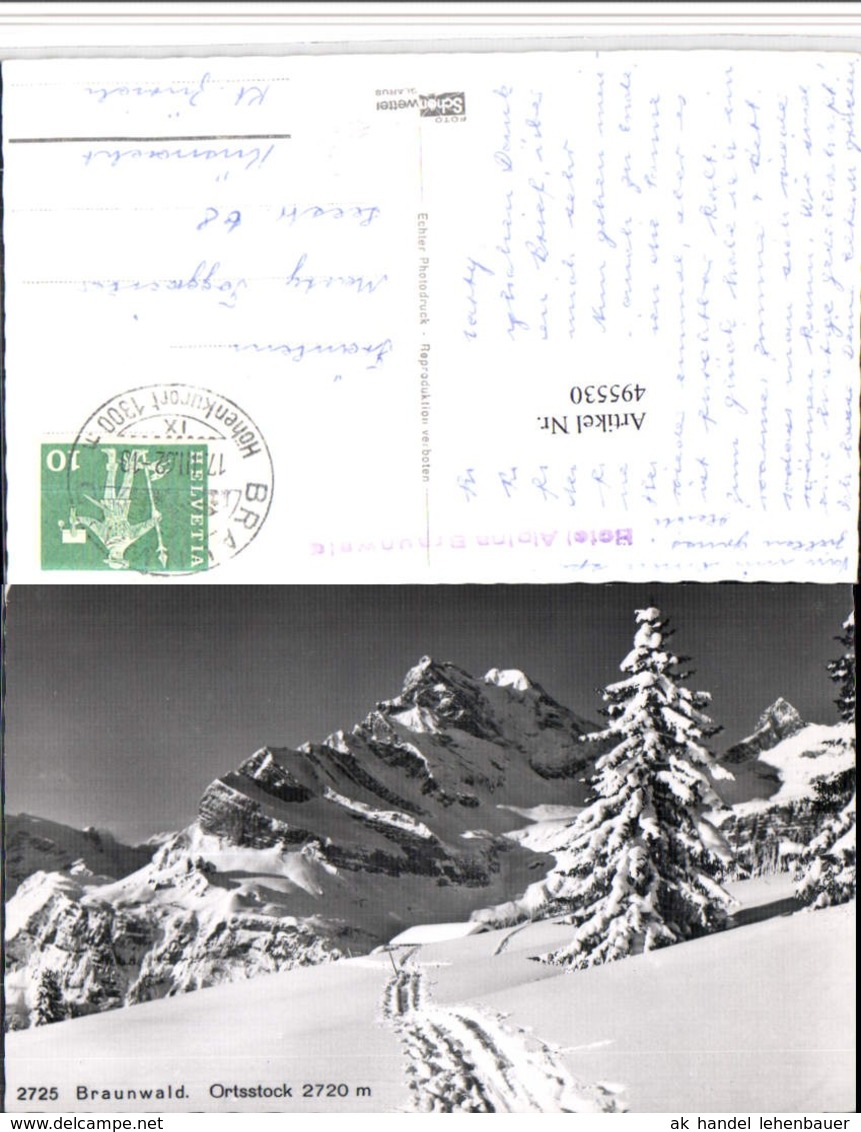 495530,Braunwald Ortsstock Bergkulisse Kt Glarus - Braunwald