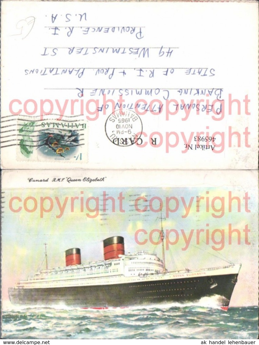 465983,K&uuml;nstler Ak Hochseeschiff Schiff Cunard R.M.S. Queen Elizabeth - Handel