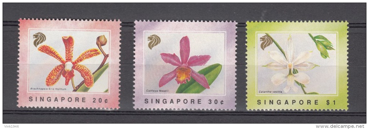 Singapore 1991,3V,set,flowers,bloemen,blumen,fleurs,flores,fiori,orchids,MNH/Postfris(A2598) - Orchidées