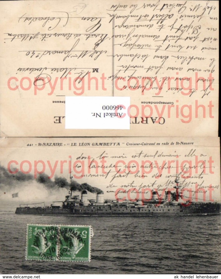 466000,Kriegsschiff Schiff St Nazaire Le Leon Gambetta Croiseur-Cuirasse En Rade De S - Krieg