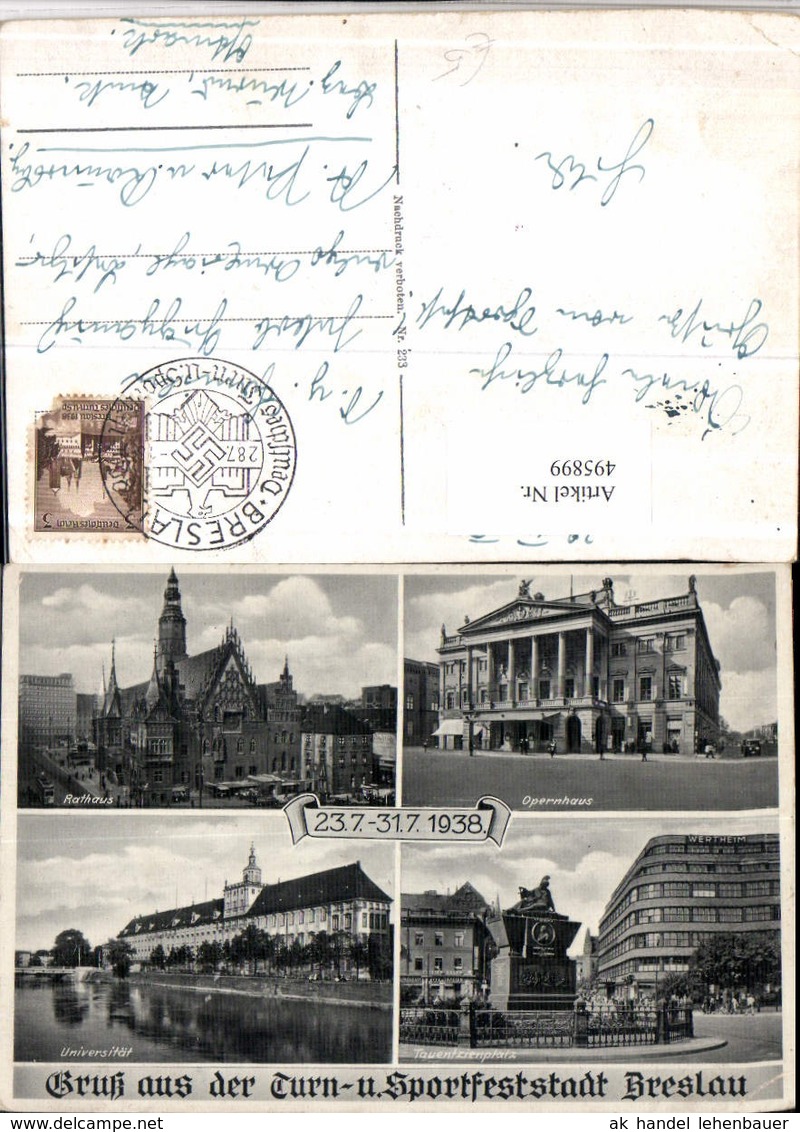 495899,Poland Breslau Rathaus Opernhaus Universit&auml;t Mehrbildkarte - Schlesien