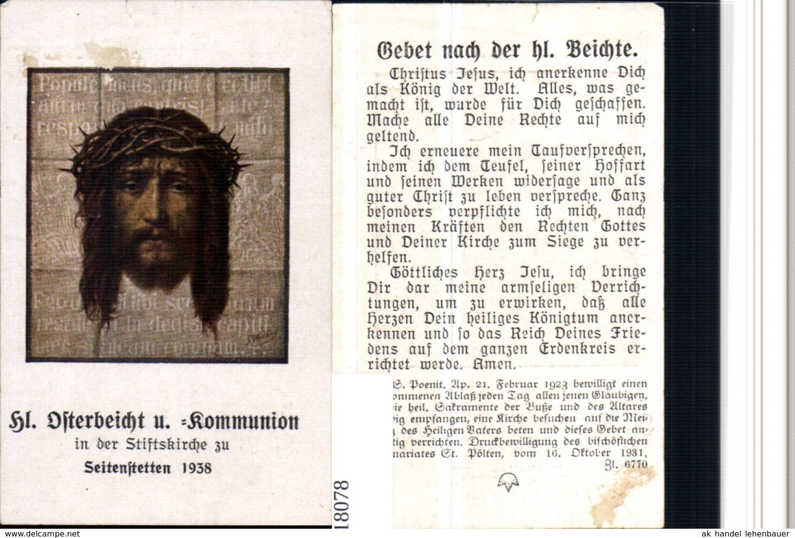 518078,Heiligenbildchen Andachtsbild Seitenstetten - Images Religieuses