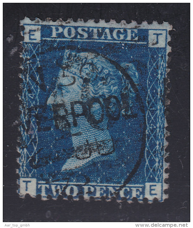 GB 2Pence Blau Gezähnt 14/14  Mi#11B Platte14 Gestempelt - Used Stamps