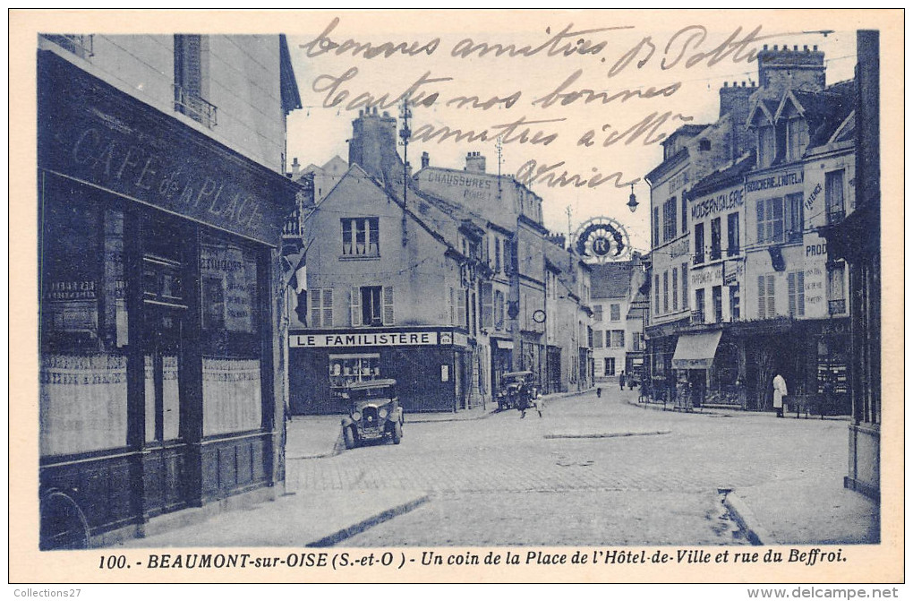 95-BEAUMONT-SUR-OISE-  UN COIN DE LA PLACE DE L'HÖTEL DE VILLE ET RUE DU BEFFROI - Beaumont Sur Oise