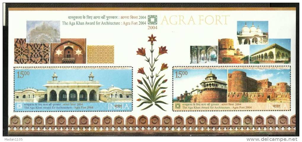 INDIA, 2004,  The Aga Khan Award For Architecture,9th Cycle, AGRA, Miniature Sheet,  MNH, (**) - Unused Stamps