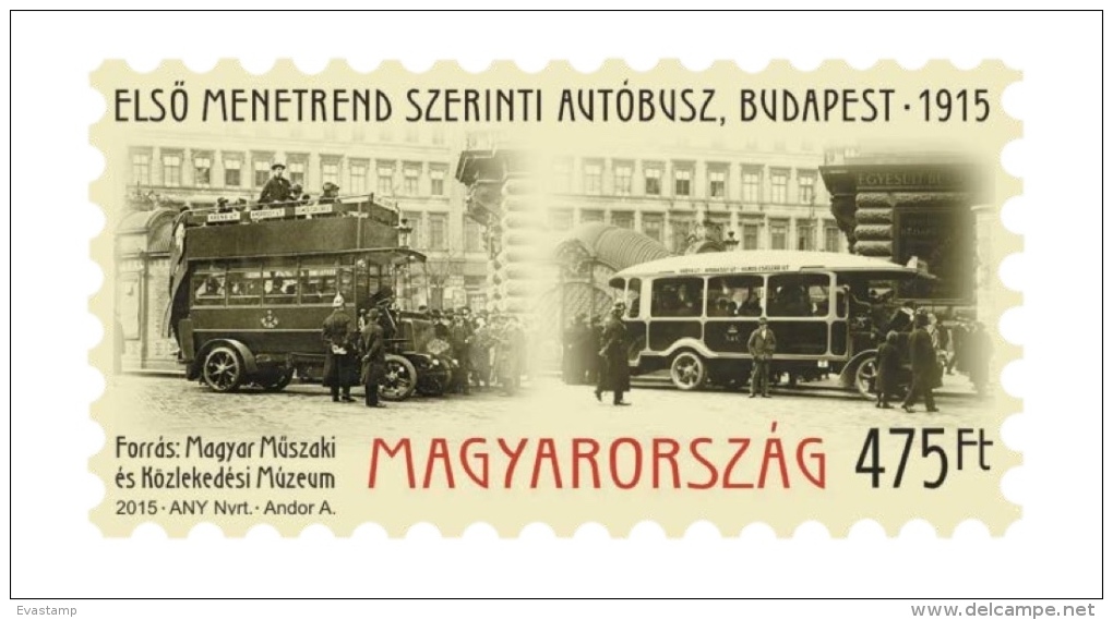 HUNGARY - 2015. Centenary Of The The First Scheduled Bus Service, Budapest  MNH!!! - Ungebraucht