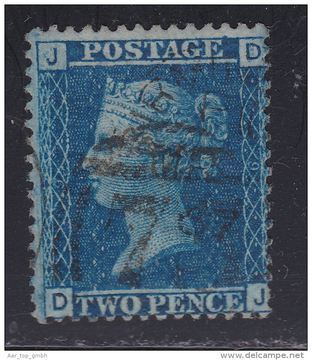 GB 2Pence Blau Gezähnt  Mi#11B Platte9 Gestempelt - Used Stamps