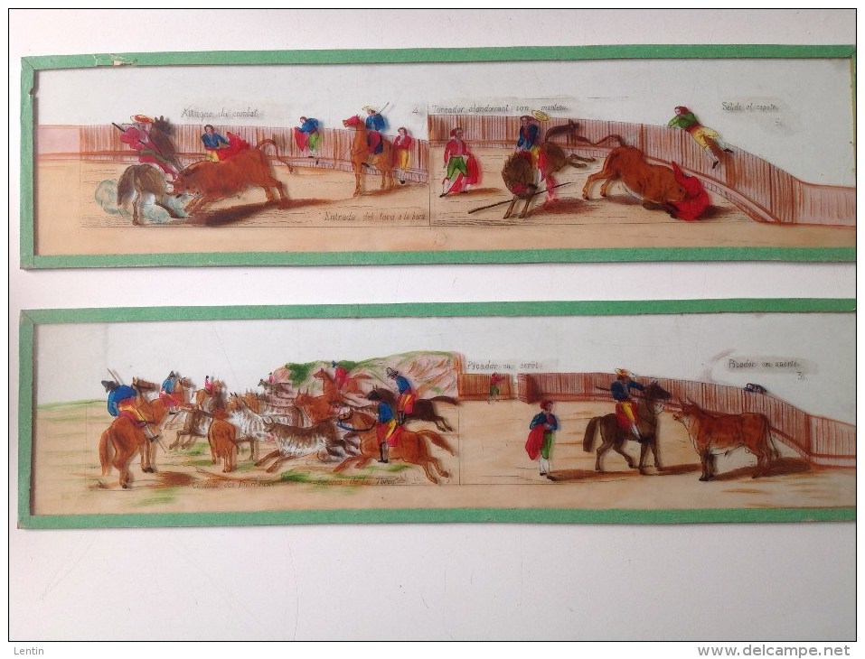 CORRIDA De Toros, Espana, Courses Et Combats De Taureaux - 8 Plaques De Verre Pour Lanterne Magique - Autres & Non Classés